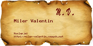 Miler Valentin névjegykártya